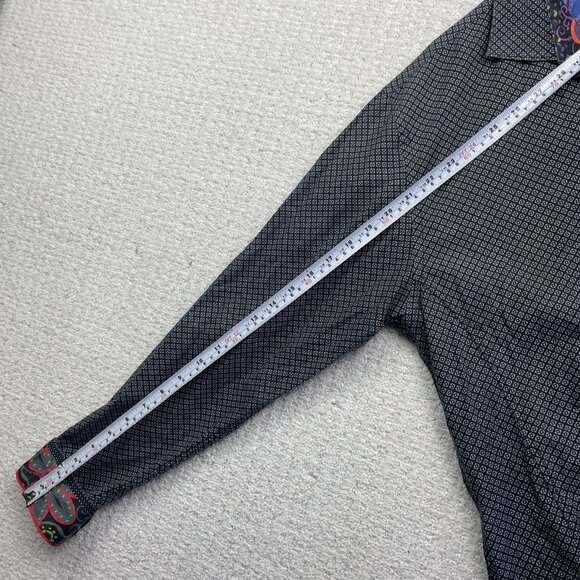 Au Noir Black w/ Psychedelic Mandala Flip Cuff Button-up dress shirt Men Size 5 - Picture 9 of 13